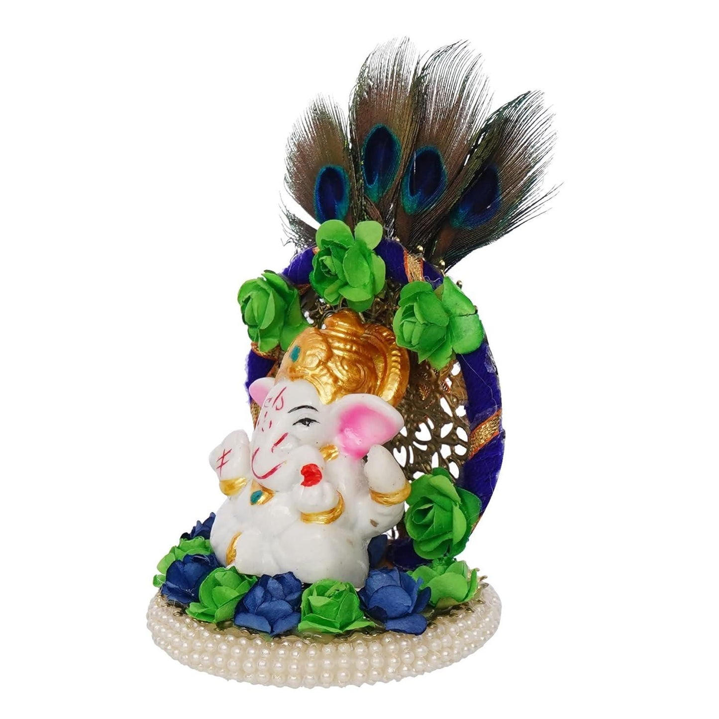 Lord Ganesha Idol with Peacock Feather