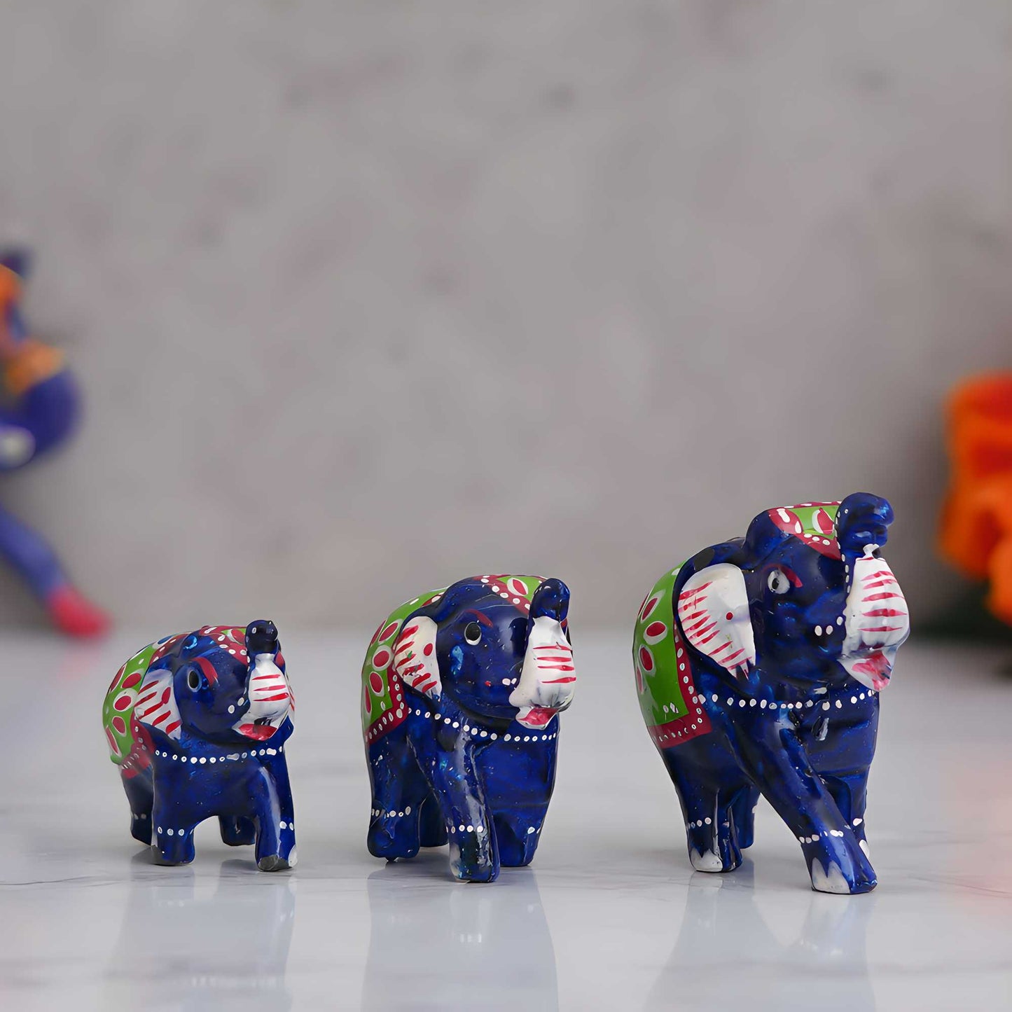 Multicolor Elephant Statues Animal Figurines