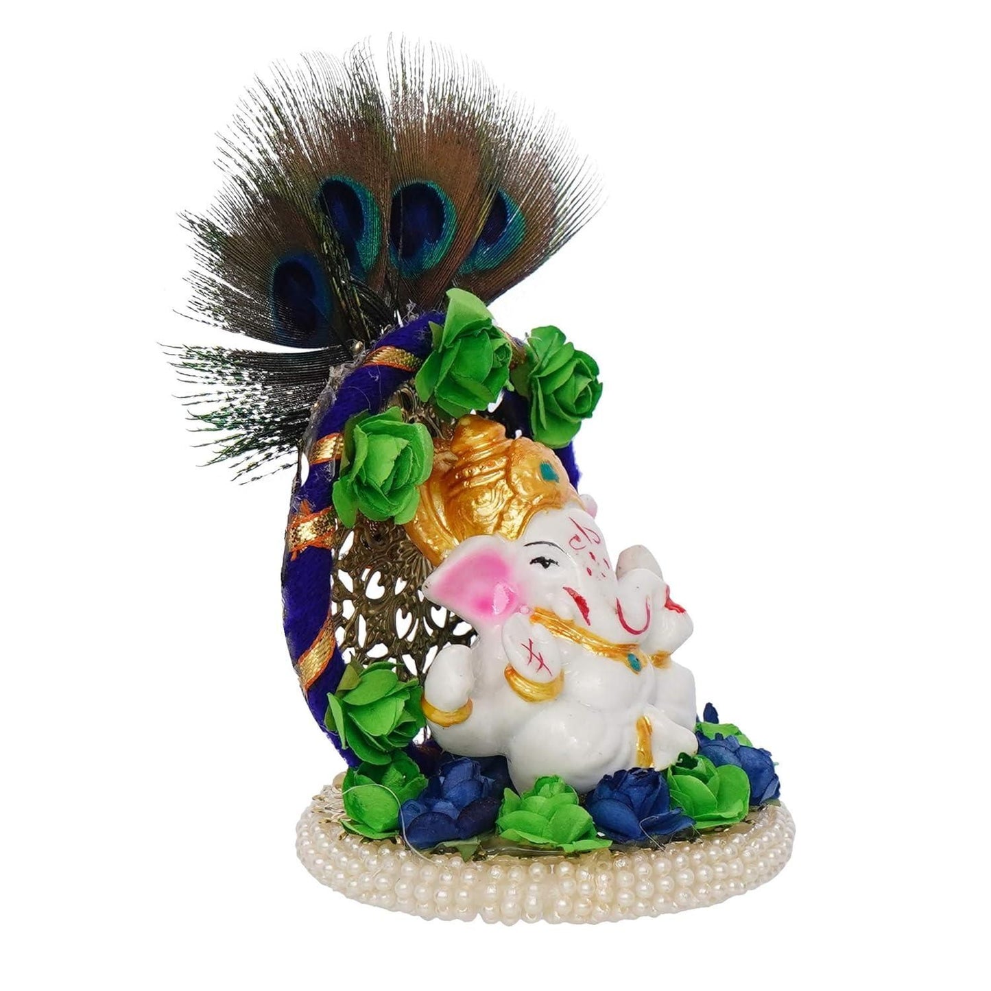 Lord Ganesha Idol with Peacock Feather